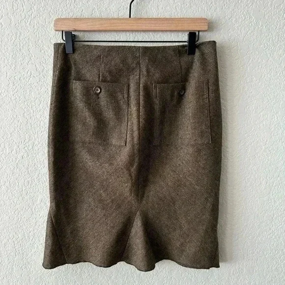 Vince Brown Wool Midi Skirt Size 2 - Picture 2 of 4